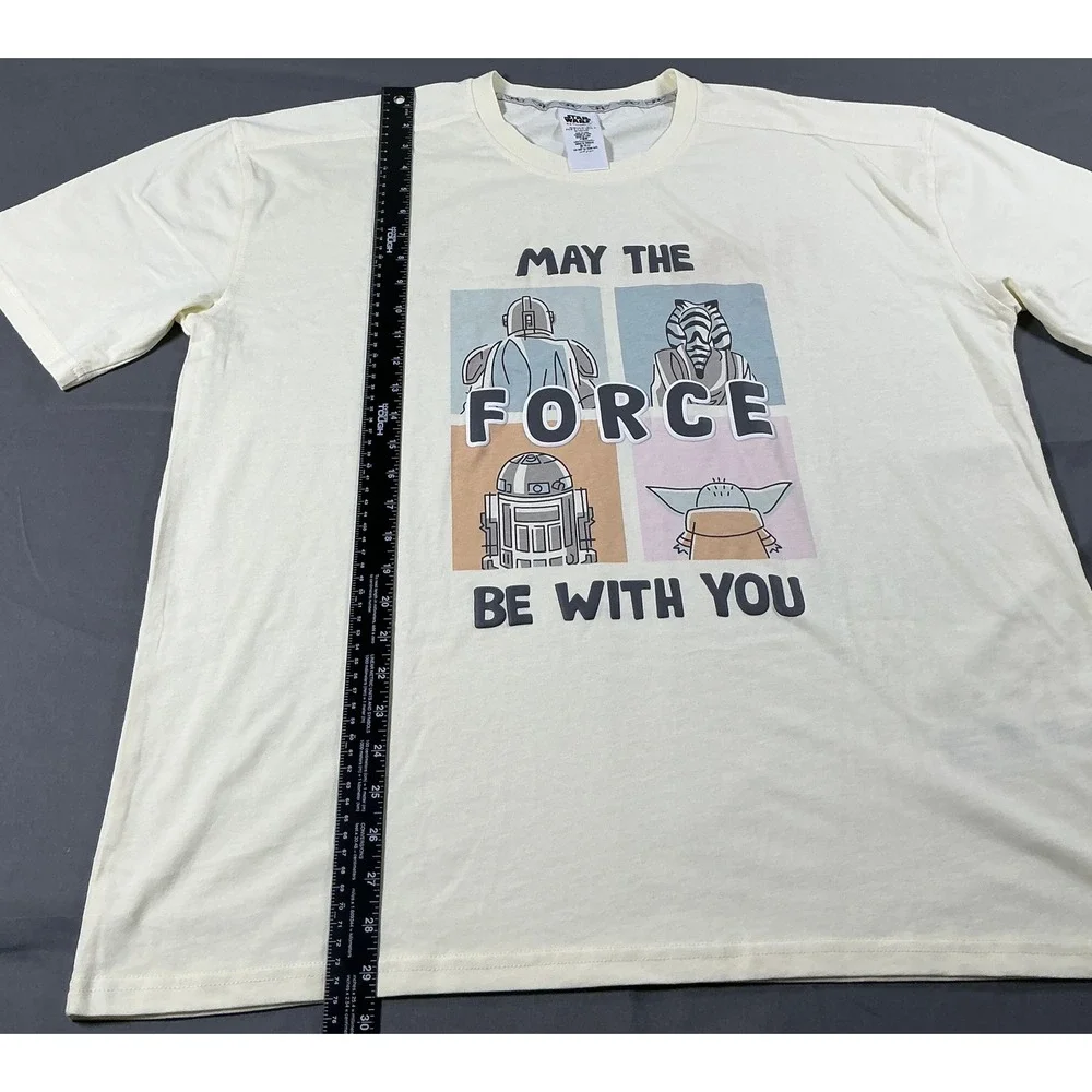 Star‎ Wars Men Cream May The Force Be With You Mandalorian Grogu T-Shirt Large